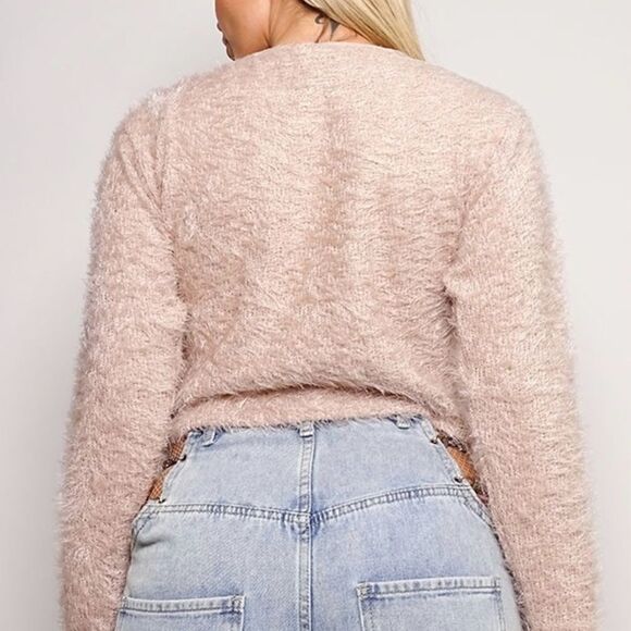 Tan Fuzzy cardigan top - Picture 8 of 10